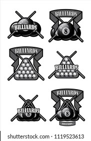 A set of icons on the topic of billiards