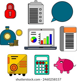 Set of icons on the topic of business, finance and office.