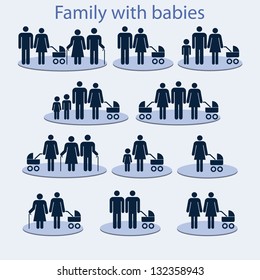 Set of icons on the topic of family c baby.