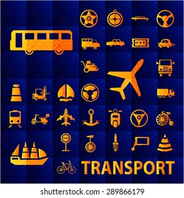Set of icons on the topic of transport, different means of it, line style. vector illustration 