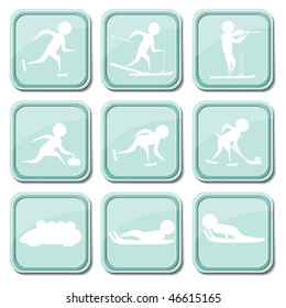 Set of icons on the winter types of sport.