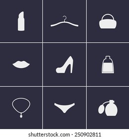 Set of icons on women's accessories theme 