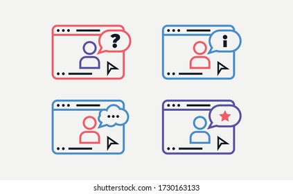Set of icons online education or education and presentation technology. Learning management Vector line style illustration