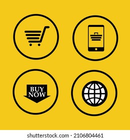 Set icons of online shopping icon Collection for the store such as carts and shopping baskets mobile and online store etc Editable vector