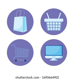 set of icons for online shopping vector illustration design