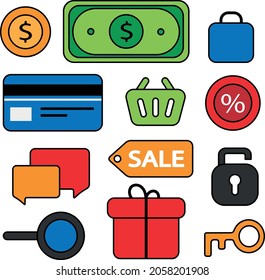 un conjunto de iconos para una tienda en línea