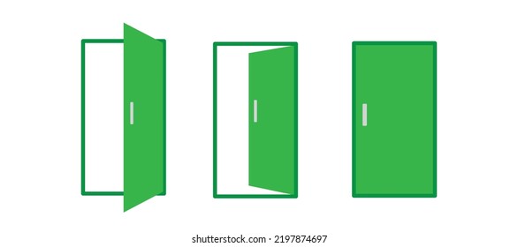 A set of icons for open, closed verification.The concept of logging in, logging out, registering, logging out. Door symbols isolated on white background