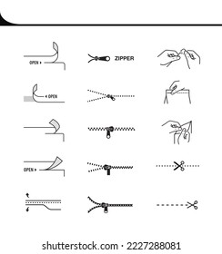 A set of icons for opening and closing packages. A great addition to your design. Instructions for use. Vector elements. EPS10.