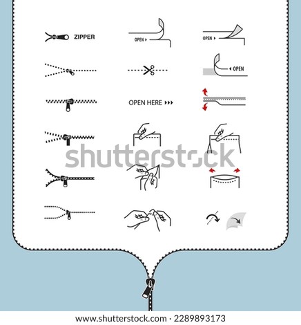 A set of icons for opening and closing packages. Makes your design more user friendly. Instructions for use. Vector elements. EPS10.