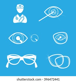 Set icons of ophthalmology. Vector illustration