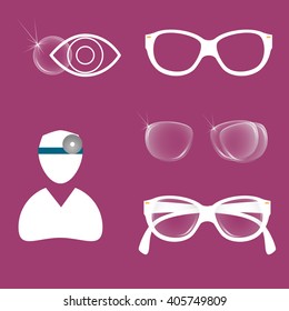 Set icons of ophthalmology. Vector illustration