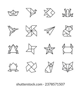 set of icons origami for design