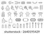 Set of icons for outdoor dining. Barbecue BBQ symbols.