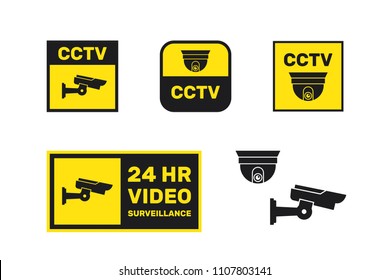 Set of icons for outdoor video camera, concept, vector illustrat