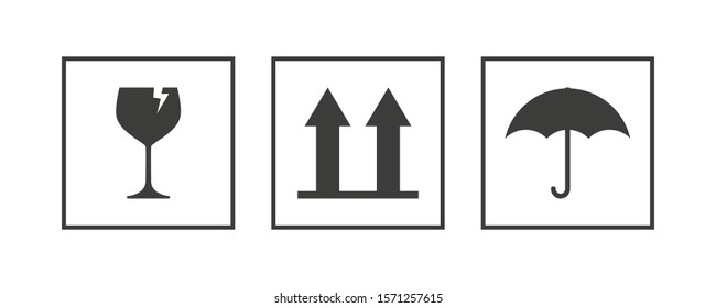 set icons packaging marks box isolate on white background
