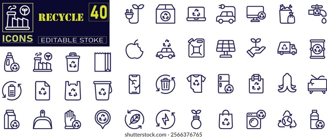 Set of icons for packaging and recycling. Vector elements.