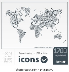 Set of icons packed to earth shape ( Fire Service icons , Medical icons , Media icons , Money icons , Food icons ,Mobile icons , Police icons ,Web icons , Camping icons, butterfly icons)