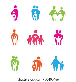 set of icons - the parents and children