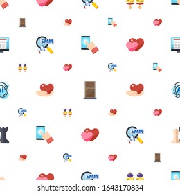 set icons pattern seamless. Included editable flat testing, door, starters, Social Marketing, caring, love, AI Pattern, Strategy game, layout icons. set icons for web and mobile.