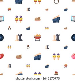 set icons pattern seamless. Included editable flat chicken, BBQ Grill, handmade Jewelry, starters, Strategy game, staff, constellation, love icons. set icons for web and mobile.