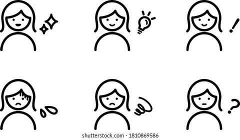 Set of icons of people with different facial expressions