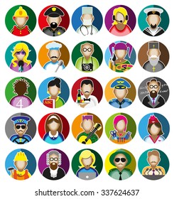 Set of icons with people profession. Vector illustration