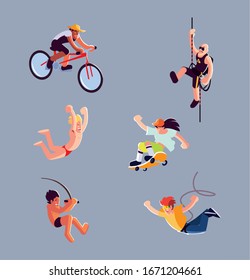 set of icons with people in sports activities vector illustration design