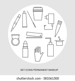 set of icons for permanent makeup