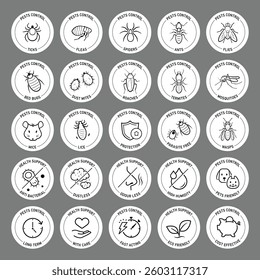 Set icons for pest control. Perfect suite for your service, tools, equipment, infographic material and etc. The outline icons are well scalable and editable. Contrasting elements. EPS10.