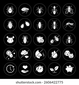 Set icons for pest control. Perfect suite for your service, tools, equipment, infographic material and etc. The outline icons are well scalable and editable. Contrasting elements. EPS10.