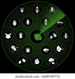Set icons for pest control. Perfect suite for your service, tools, equipment, infographic material and etc. The outline icons are well scalable and editable. Contrasting elements. EPS10.