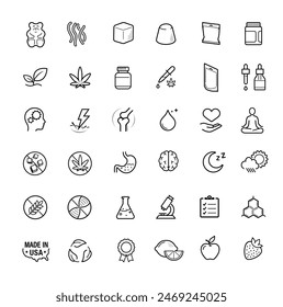 Set icons for pet dog chews treats, gummy. The outline icons are well scalable and editable. Contrasting vector elements are good for different backgrounds. EPS10.