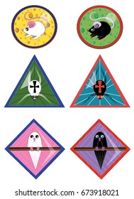 A set of icons with pets
