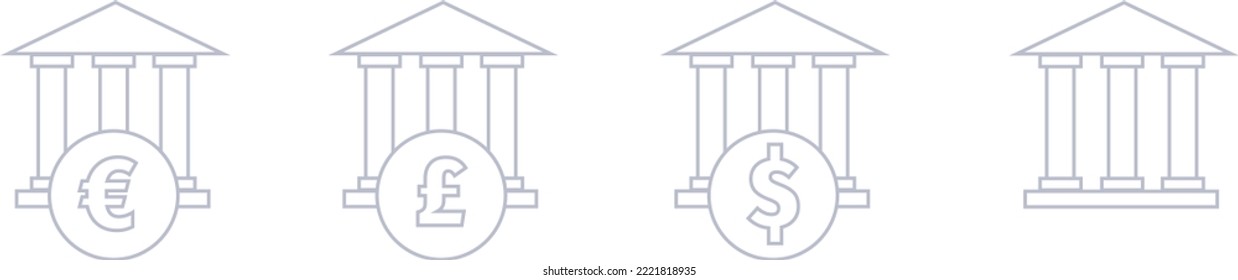 set of icons or pictograms on the subject of banking, finance and currency
