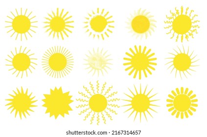 a set of icons of pictures of suns.