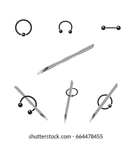 Set of icons for piercing, vector