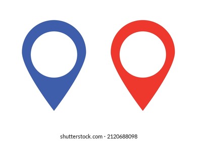 A set of icons of pins on a map. Location information and pinning. Vectors.