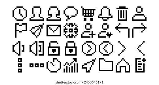 set of icons pixel art