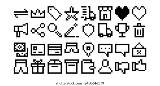 conjunto de iconos pixel art