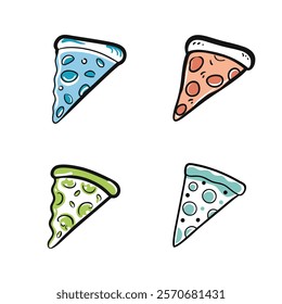 Set of icons of pizza slice