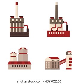 Set of icons plant building. Cartoon flat vector illustration. Objects isolated on a white background.