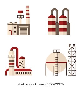 Set of icons plant building. Cartoon flat vector illustration. Objects isolated on a white background.