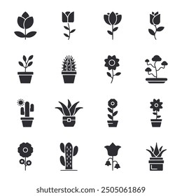 set of icons Plants vector illustration