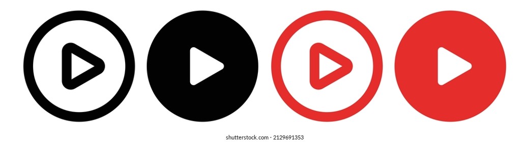 A set of icons for the play button. Start video or music. Vectors.