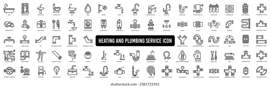 Set icons of plumbing and heating icon