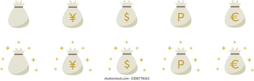 Set of icons: Points in a bag and money