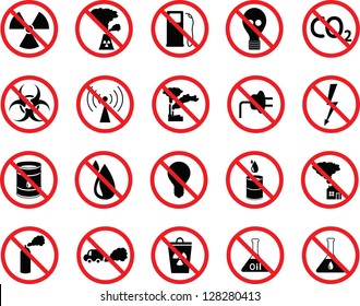 set of icons: pollution, industrial, hazardous