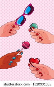 set icons pop art style