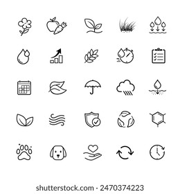Set icons for potting soil, potting mix. The outline icons are well scalable and editable. Contrasting vector elements are good for different backgrounds. EPS10.