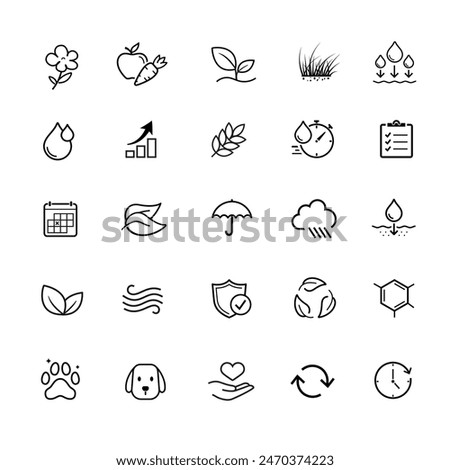 Set icons for potting soil, potting mix. The outline icons are well scalable and editable. Contrasting vector elements are good for different backgrounds. EPS10.